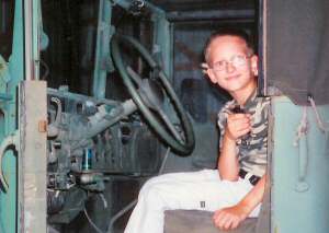 William and 'friend' in the Army truck
