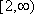 the interval [2, infinity)