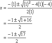 x = [-1 ± sqrt(17)] / 2