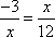 -3 / x = x / 12