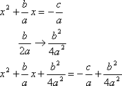 x^2 + (b/a)x + (b^2/4a^2) = –(c/a) + (b^2/4a^2)