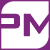 Purplemath's initials, from the website's logo, with the colors reversed