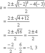x = -1, 3
