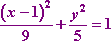 ((x - 1)^2) / 9 + y^2 / 5 = 1