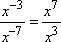 x^(−3) / x^(−7) = x^7 / x^3