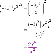 (−3y^2 / x)^2 = 9y^4 / x^2