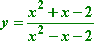 y = (x^2 + x - 2) / (x^2 - x - 2)