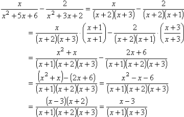 simplification: (x - 3)/[(x + 1)(x + 3)]