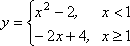 y = x^2 - 2 (x < 1), y = −2x + 4 (x ≥ 1)