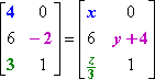 matrices with 1,1-, 2,2-, and 3,1-entries highlighted.