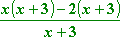 [ x(x + 3) − 2(x + 3) ] / (x + 3)