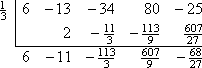 completed division:  bottom row:  6  -11  -113/3  607/9  -68/27