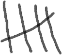4 vertical lines, 1 diagonal line