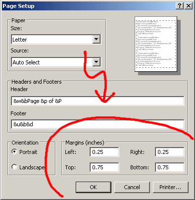 adjusting printer margins