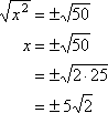 x = ± 5sqrt(2)