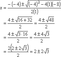 x = 2 ± 2sqrt(3)