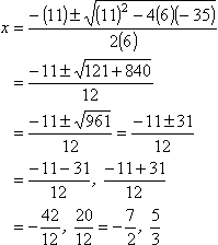 x = -7/2, 5/3