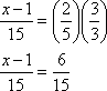(x − 1) / 15 = 6 / 15