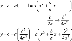 y – c + a(b^2/4a^2) = a(x^2 + (b/a)x + b^2/4a^2)