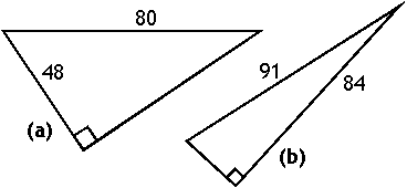 a) a = 48, c = 80; b) b = 84, c = 91