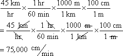conversion from kilometers-per-hour to centimeters-per-minute