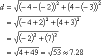 d = sqrt(53)